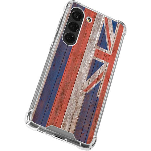 Hawaiian Flag Dark Wood Galaxy S23 Clear Case