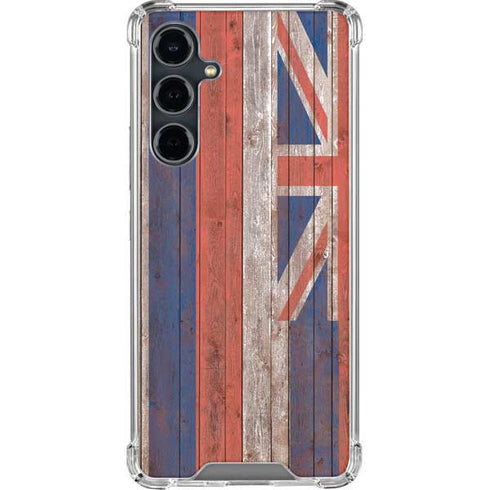 Hawaiian Flag Dark Wood Galaxy S23 FE Clear Case