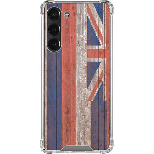 Hawaiian Flag Dark Wood Galaxy S23 Plus Clear Case