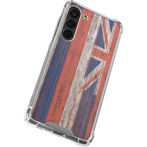Hawaiian Flag Dark Wood Galaxy S23 Plus Clear Case
