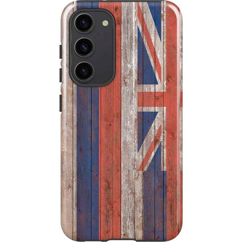 Hawaiian Flag Dark Wood Galaxy S23 Plus Pro Case