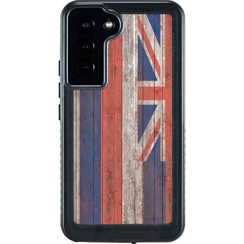 Hawaiian Flag Dark Wood Galaxy S23 Plus Waterproof Case