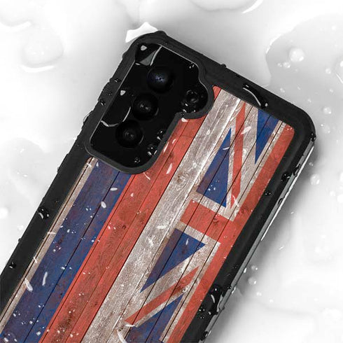 Hawaiian Flag Dark Wood Galaxy S23 Waterproof Case