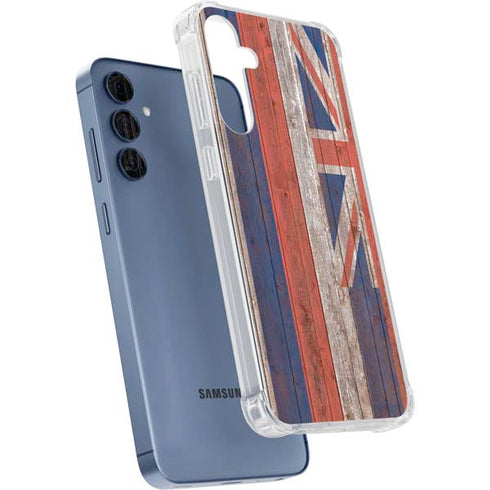 Hawaiian Flag Dark Wood Galaxy S24 Clear Case