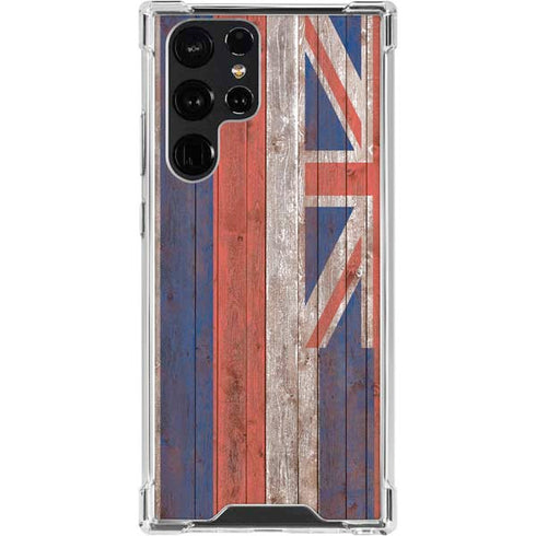 Hawaiian Flag Dark Wood Galaxy S24 Ultra Clear Case