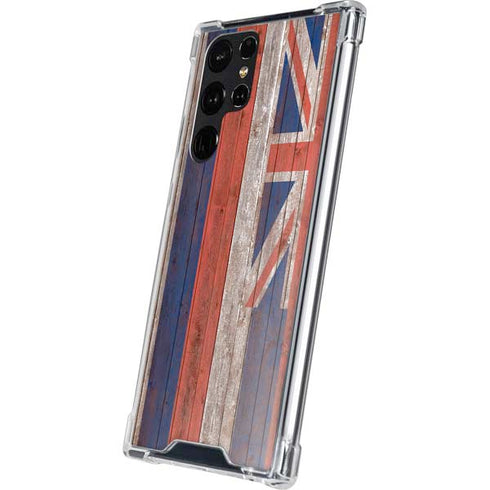 Hawaiian Flag Dark Wood Galaxy S24 Ultra Clear Case