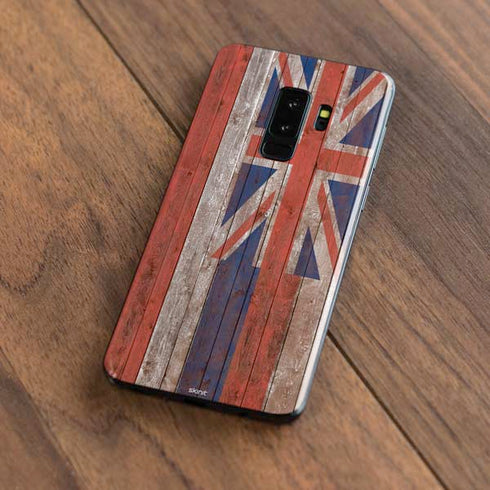Hawaiian Flag Dark Wood Galaxy S9 Plus Skin