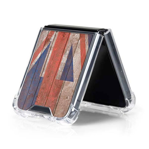 Hawaiian Flag Dark Wood Galaxy Z Flip5 5G Clear Case
