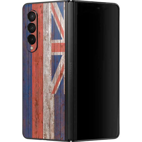 Hawaiian Flag Dark Wood Galaxy Z Fold3 5G Skin