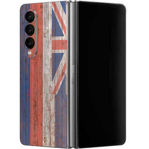 Hawaiian Flag Dark Wood Galaxy Z Fold4 5G Skin