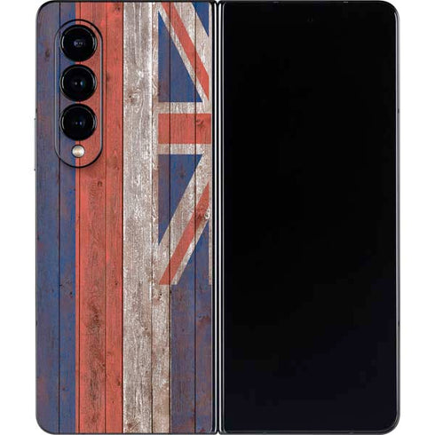 Hawaiian Flag Dark Wood Galaxy Z Fold4 5G Skin