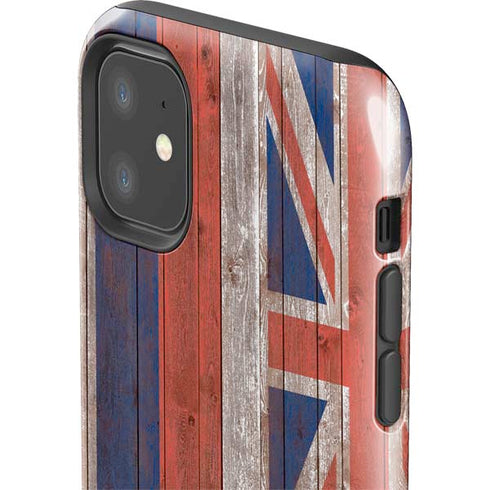 Hawaiian Flag Dark Wood iPhone 11 Impact Case