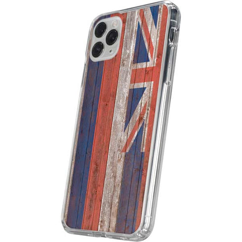 Hawaiian Flag Dark Wood iPhone 11 Pro Clear Case