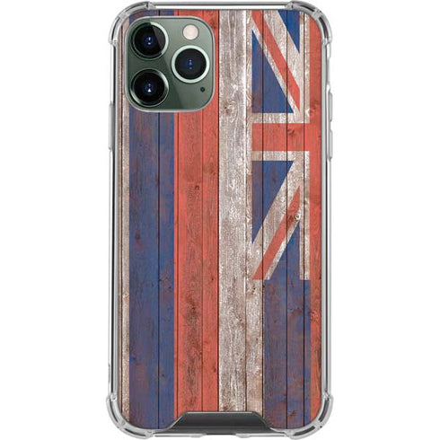 Hawaiian Flag Dark Wood iPhone 11 Pro Max Clear Case