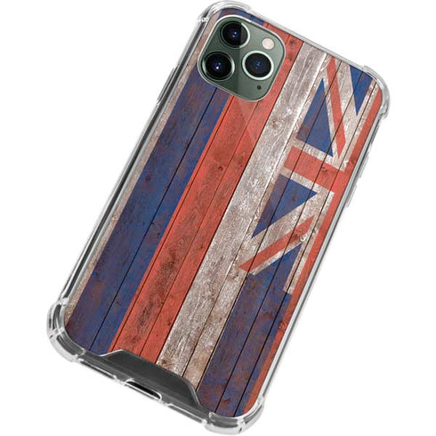 Hawaiian Flag Dark Wood iPhone 11 Pro Max Clear Case