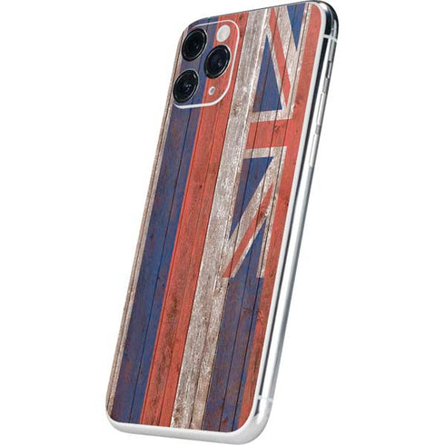 Hawaiian Flag Dark Wood iPhone 11 Pro Skin