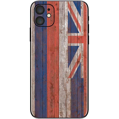 Hawaiian Flag Dark Wood iPhone 11 Skin