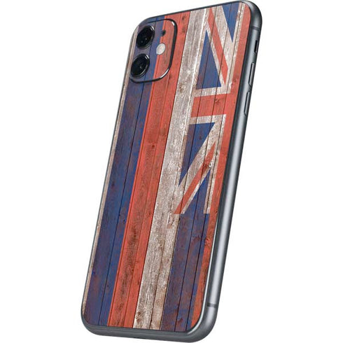 Hawaiian Flag Dark Wood iPhone 11 Skin