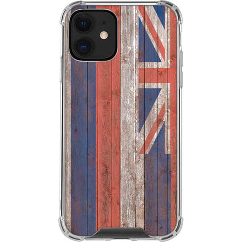 Hawaiian Flag Dark Wood iPhone 12 Mini Clear Case