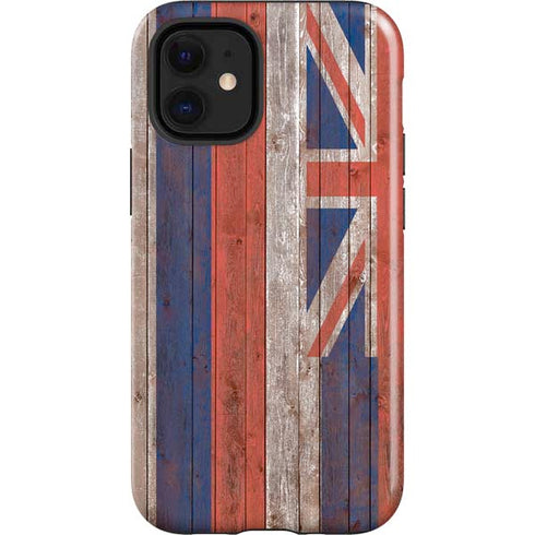 Hawaiian Flag Dark Wood iPhone 12 Mini Impact Case
