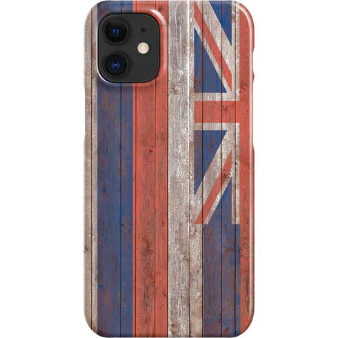 Hawaiian Flag Dark Wood iPhone 12 Mini Lite Case