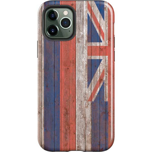Hawaiian Flag Dark Wood iPhone 12 Pro Impact Case