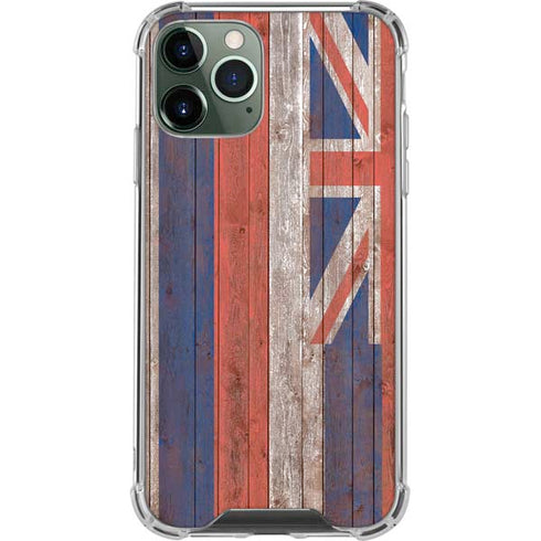 Hawaiian Flag Dark Wood iPhone 12 Pro Max Clear Case