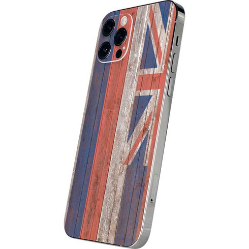 Hawaiian Flag Dark Wood iPhone 12 Pro Skin