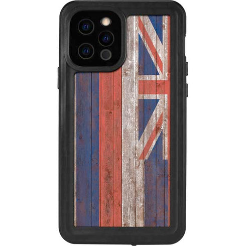 Hawaiian Flag Dark Wood iPhone 12 Pro Waterproof Case
