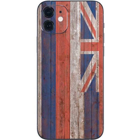 Hawaiian Flag Dark Wood iPhone 12 Skin