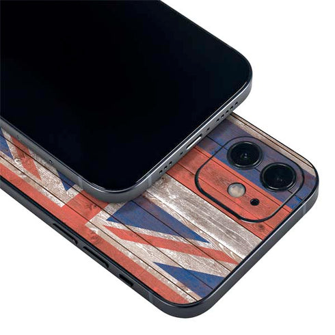 Hawaiian Flag Dark Wood iPhone 12 Skin