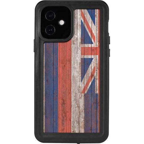 Hawaiian Flag Dark Wood iPhone 12 Waterproof Case