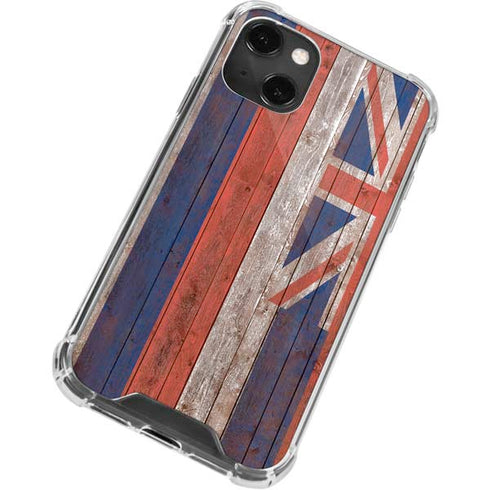 Hawaiian Flag Dark Wood iPhone 13 Mini Clear Case
