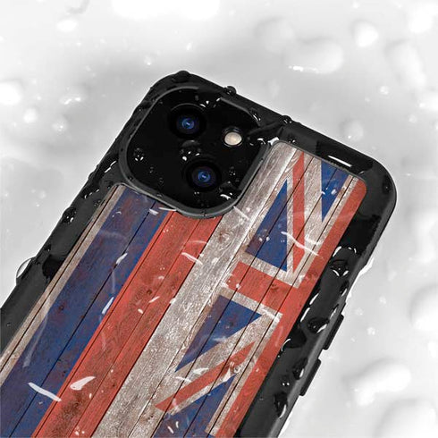 Hawaiian Flag Dark Wood iPhone 13 Mini Waterproof Case