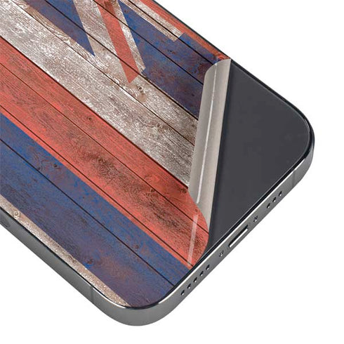 Hawaiian Flag Dark Wood iPhone 13 Pro Max Skin