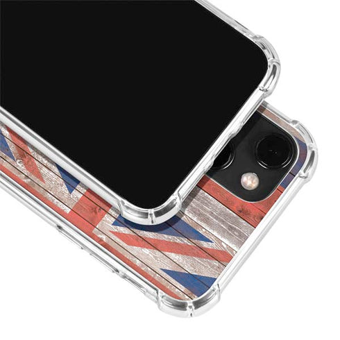 Hawaiian Flag Dark Wood iPhone 14 Clear Case