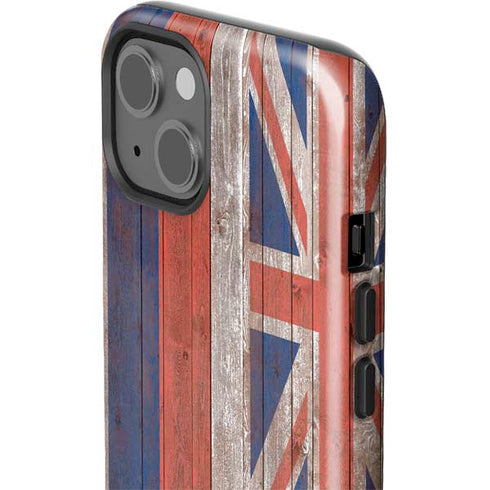 Hawaiian Flag Dark Wood iPhone 15 Impact Case