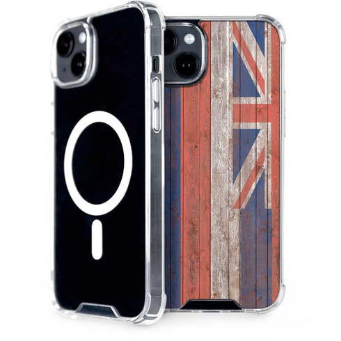 Hawaiian Flag Dark Wood iPhone 15 Plus MagSafe Case