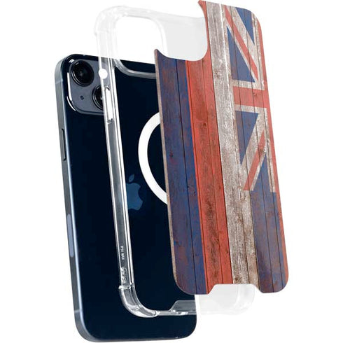 Hawaiian Flag Dark Wood iPhone 15 Plus MagSafe Case