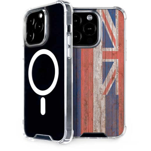 Hawaiian Flag Dark Wood iPhone 15 Pro MagSafe Case