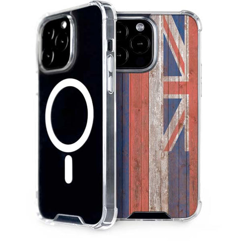 Hawaiian Flag Dark Wood iPhone 15 Pro Max MagSafe Case