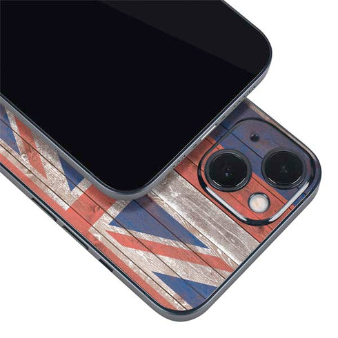 Hawaiian Flag Dark Wood iPhone 14 Skin