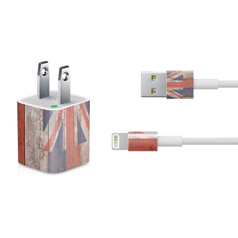 Hawaiian Flag Dark Wood iPhone Charger (5W USB) Skin