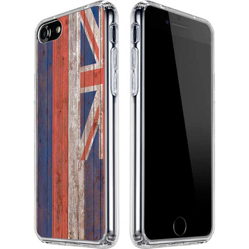 Hawaiian Flag Dark Wood iPhone SE (2nd & 3rd Gen) Clear Case