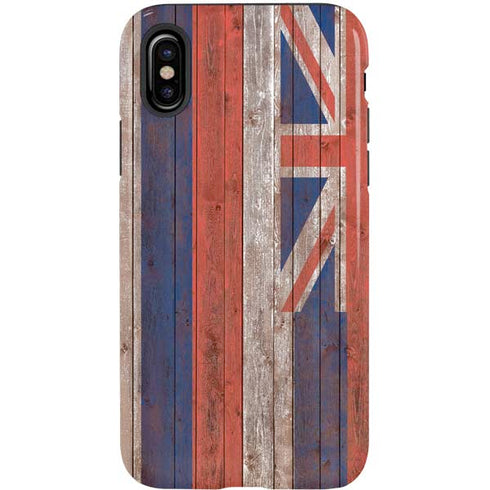 Hawaiian Flag Dark Wood iPhone X Pro Case