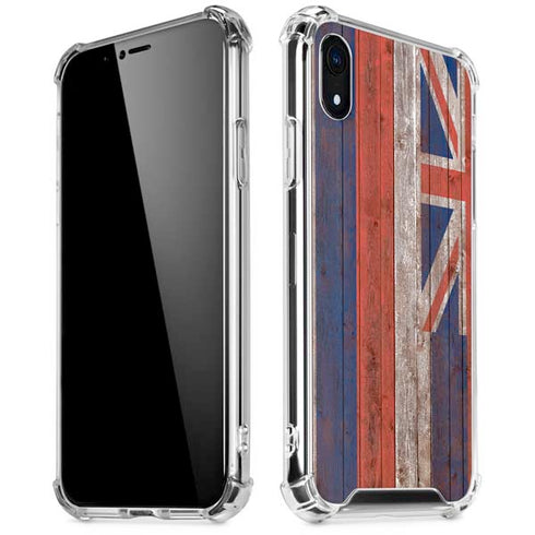 Hawaiian Flag Dark Wood iPhone XR Clear Case