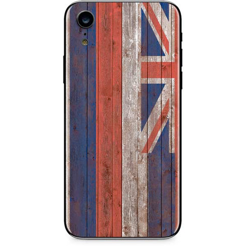Hawaiian Flag Dark Wood iPhone XR Skin