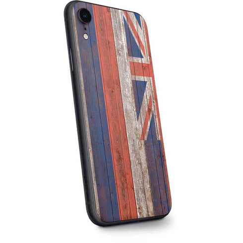 Hawaiian Flag Dark Wood iPhone XR Skin