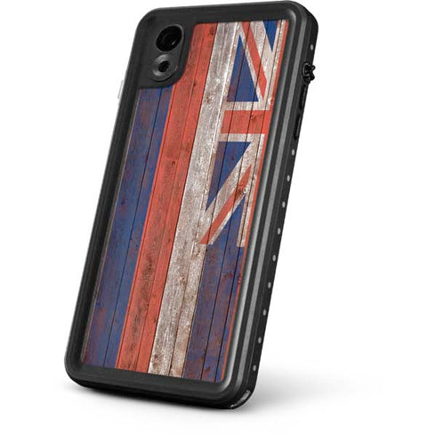 Hawaiian Flag Dark Wood iPhone XR Waterproof Case
