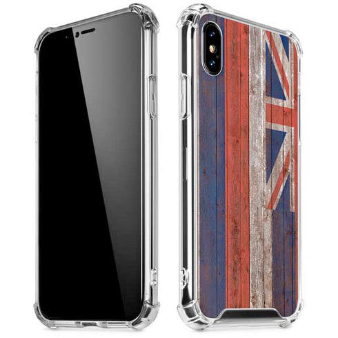 Hawaiian Flag Dark Wood iPhone XS Max Clear Case